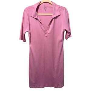 J.Crew Perfect Fit Soft Wash V‑Neck Polo T‑Shirt Dress Pink Cotton Size M